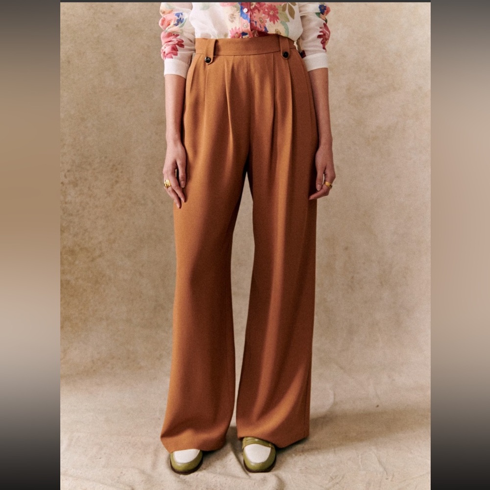 Sezane Loulou Trousers in Coffee (Size 40)